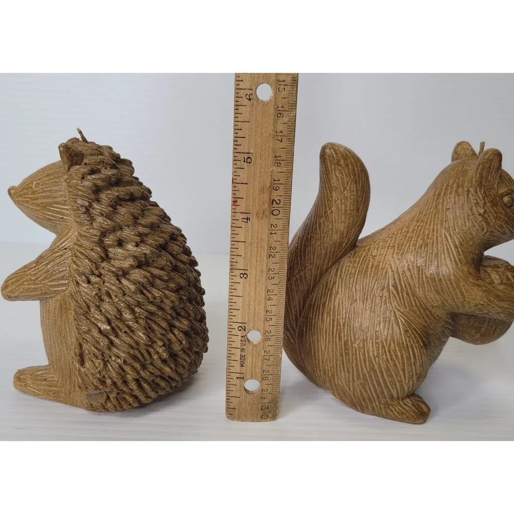 2 Pottery Barn Accents Harvest Animal Candles RARE Squirrel &‎ Hedgehog NEW